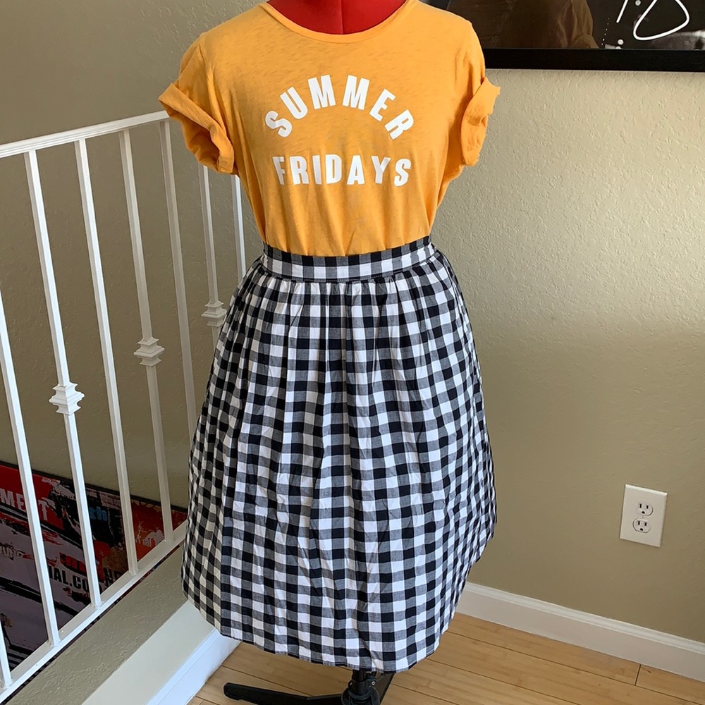 Plaid Buffalo check gingham midi skirt